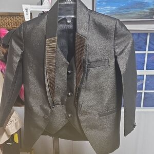 Elegant Black and Gold Tuxedo Jacket with Vest